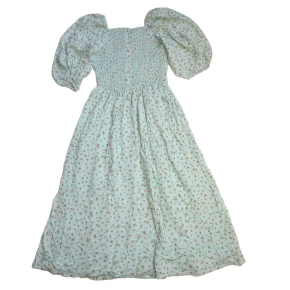 EUC Ivy City Co. Hazel Midi in Green Floral Smocked Puff Sleeve Dress XS - Picture 5 of 5